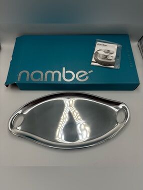 Nambe Portables Silver Alloy Sculptural Portables Serving Tray 15” NIB